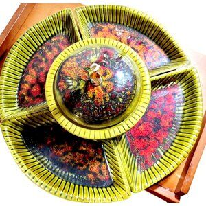 Vintage Chip and Dip Divided Serving Dishes 1970s California Pottery MCM